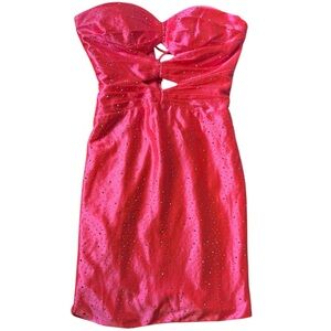 Hottest Hot Pink Silver Sparkling Bling Strapless Sweetheart Neckline Mini Dress